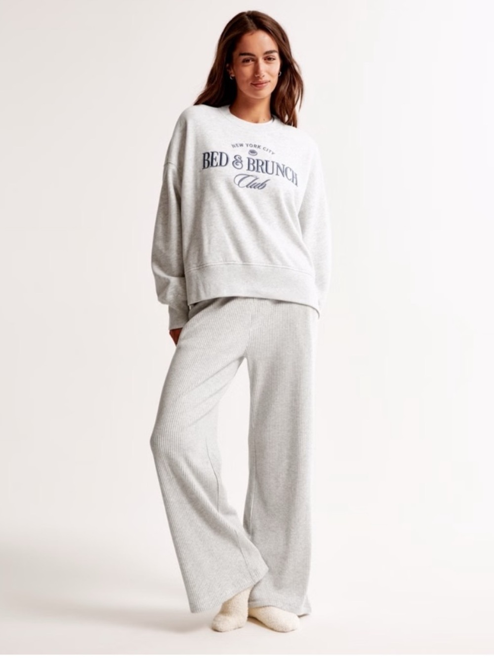 Abercrombie & Fitch Brushed Rib Wide Leg Sweatpants